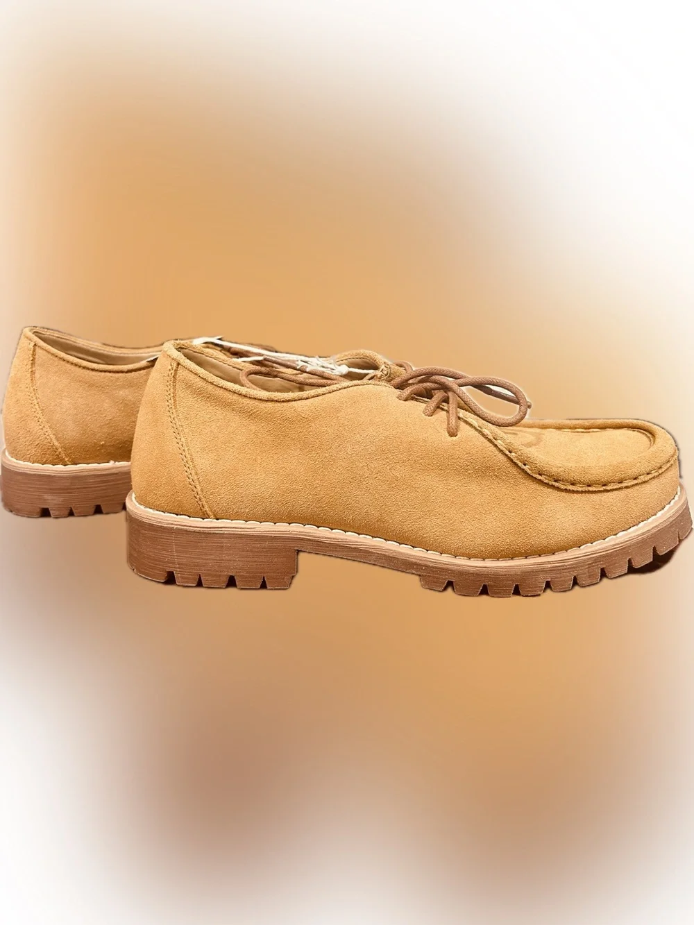 NWT American Eagle Outfitters SZ 8 Men’s Lace-Up Suede “Lug Moccasins”/Camel Tan